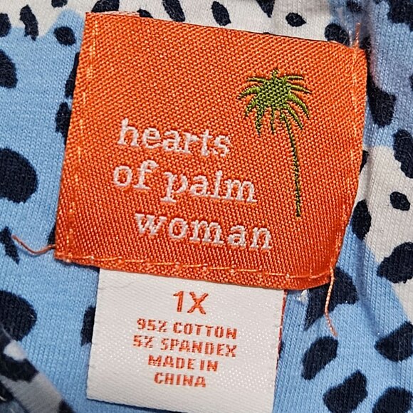 Hearts Of Palm Animal Print Top Womens Plus Size 1X Blue Black 3/4 Sleeve Blouse - Picture 4 of 4